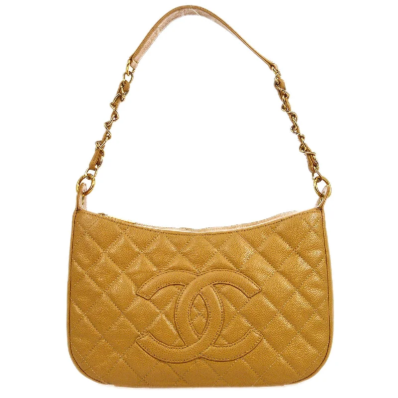 Ladies' dumpling bag fun playful -CHANEL 2004-2005 Hobo Bag Beige Caviar