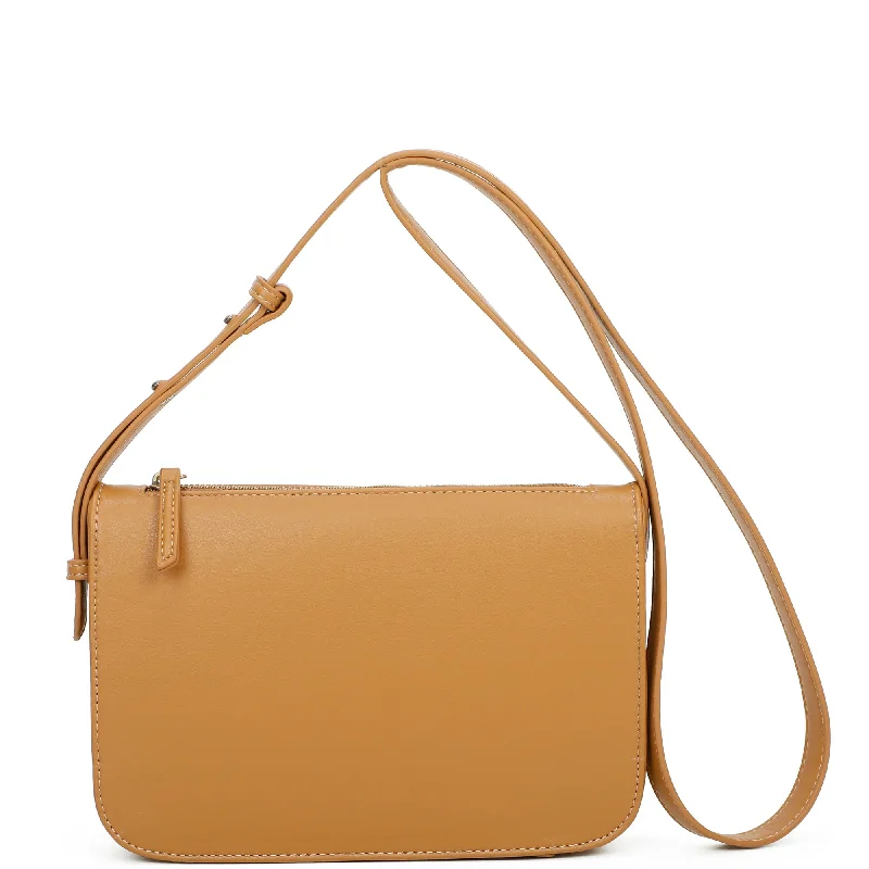 Ladies' crossbody bag detachable -Poppy Biodegradable Vegan Leather Single Zip Crossbody - Tan