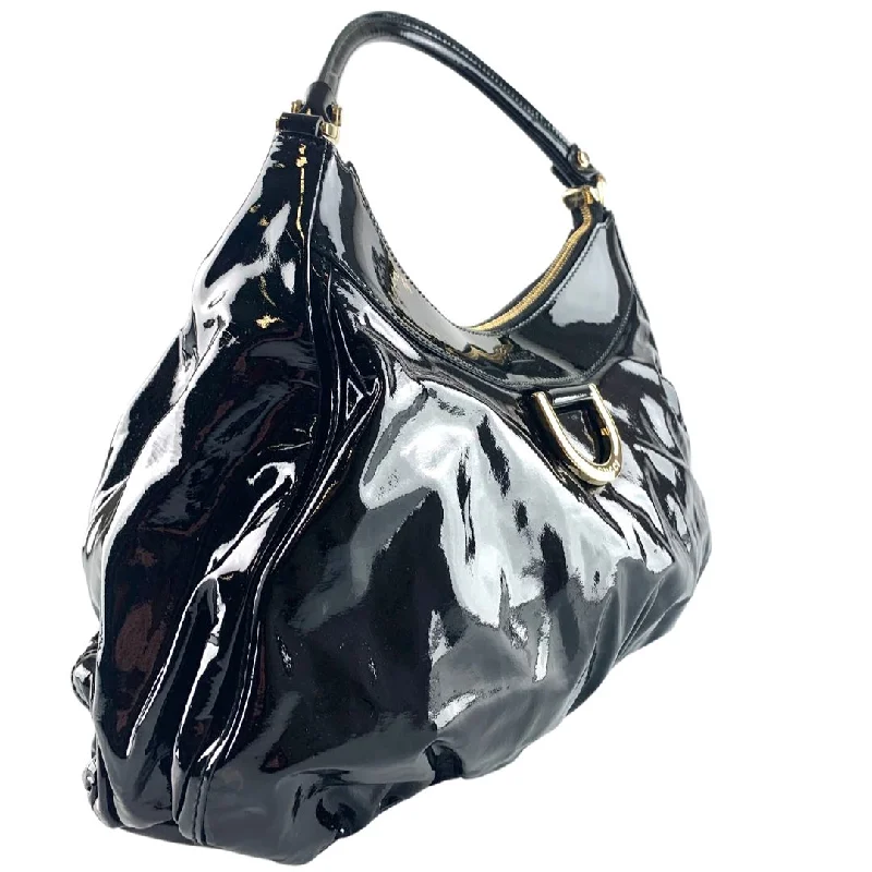 Ladies' dumpling bag smart sections -Gucci Black Patent D Ring Hobo