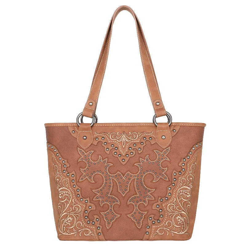 Ladies Handbag Daily Essential -MW1110G-8317 Montana West Boot Scroll Embroidered Collection Concealed Carry Tote