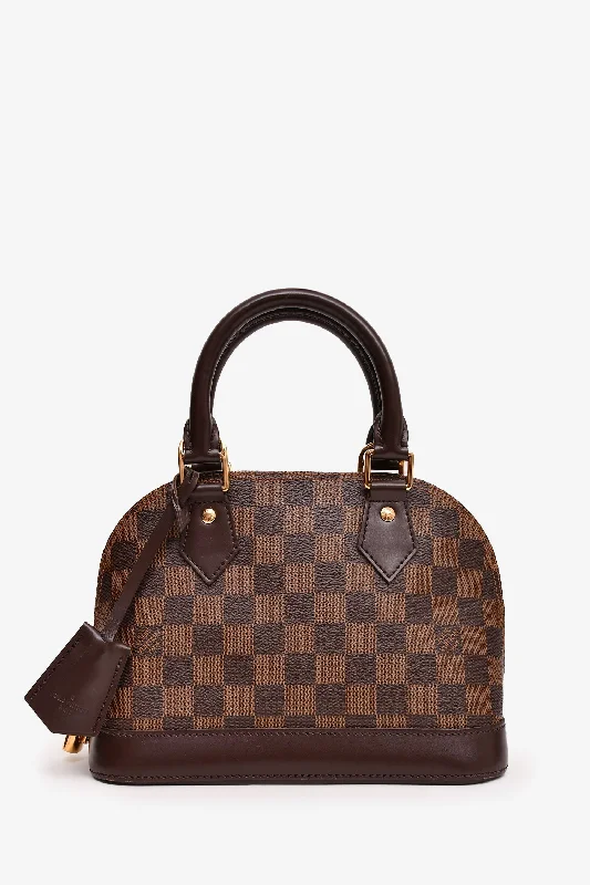 Ladies Handbag Minimal Design -Louis Vuitton 2016 Damier Ebene Alma BB with Strap