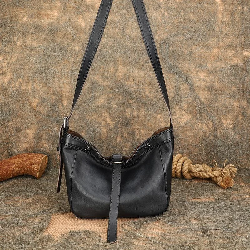 Ladies' dumpling bag winter edition -Womens Black Leather Hobo Crossbody Purse Shoulder Bag For Women