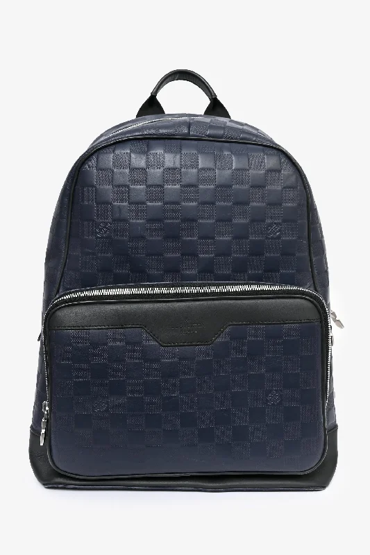 Ladies Handbag Soft Canvas -Louis Vuitton 2019 Blue Leather Damier Campus Backpack