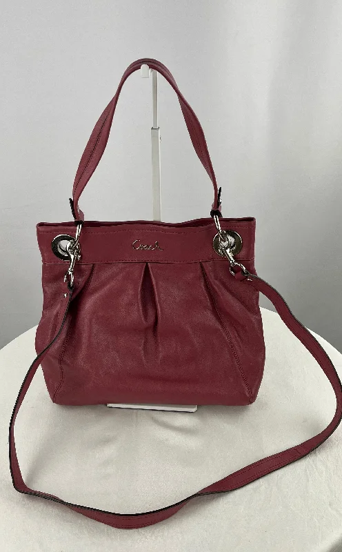 Ladies' wallet snap closure -COACH Women's Rare Plum Leather Top Handle Crossbody Bag Purse