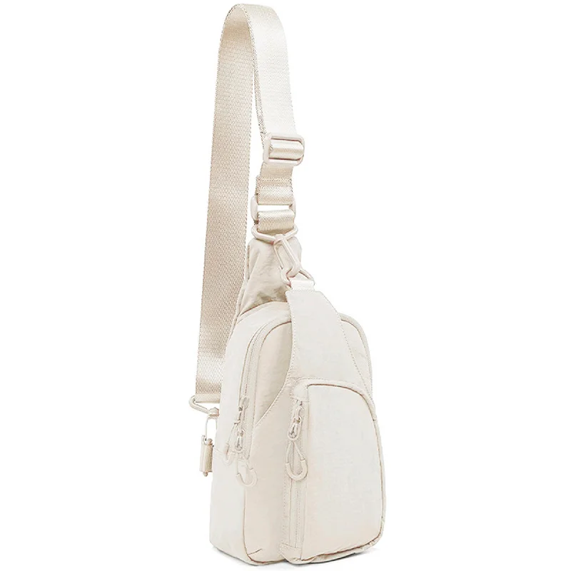 Ladies' crossbody bag reservation -Julie's Nylon Sporty Crossbody Sling Bag - White