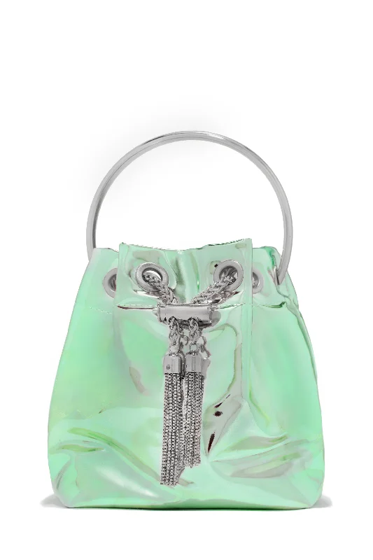 Ladies Bucket Bag Retro Style -Jilian Metallic Bucket Bag - Green