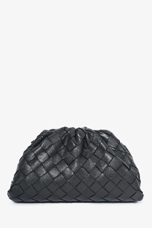 Ladies Handbag Zipper Closure -Bottega Veneta Black Leather 'The Mini' Pouch Bag