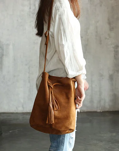 Ladies Bucket Bag Spacious Interior -Stylish LEATHER WOMENs Bucket Crossbody Purse Barrel SHOULDER BAG FOR WOMEN