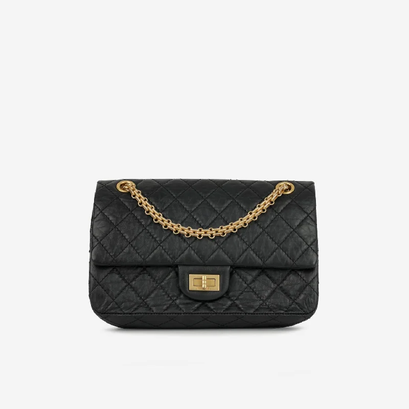 Ladies Handbag Everyday Style -Chanel Chanel - 2.55 Reissue Flap Bag - 225 - Black Aged Lambskin GHW - Pre-Loved