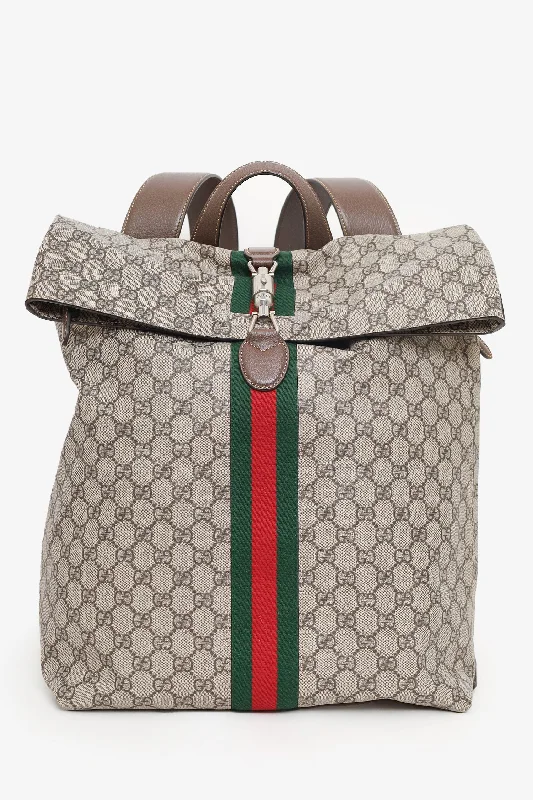 Ladies Handbag Eco-Friendly -Gucci Beige Coated-Canvas  GG Supreme Jackie 1961 Backpack