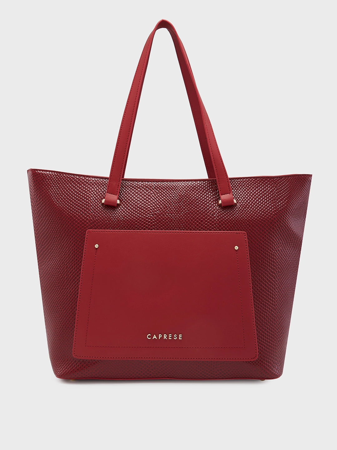 Ladies Tote Bag Casual Chic -Caprese Roima Tote Large Self Design Women'S Office Handbag Red