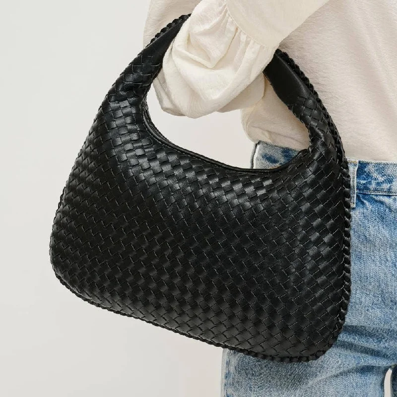 Ladies' dumpling bag durability check -Adela Woven Hobo Bag