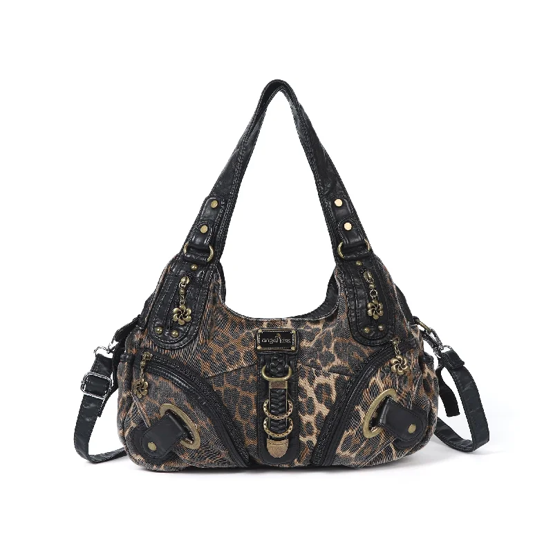 Ladies' dumpling bag soft fabric -Hobo Bum Shoulder Bag, wash nylon leopard multi-purpose design shoulder bag