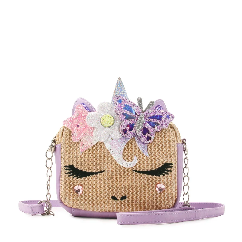 Ladies' crossbody bag custom size -Miss Gwen Unicorn Straw Crossbody Bag