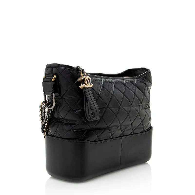 Ladies' dumpling bag sustainable choice -Chanel Aged Calfskin Gabrielle Medium Hobo (SHF-20633)