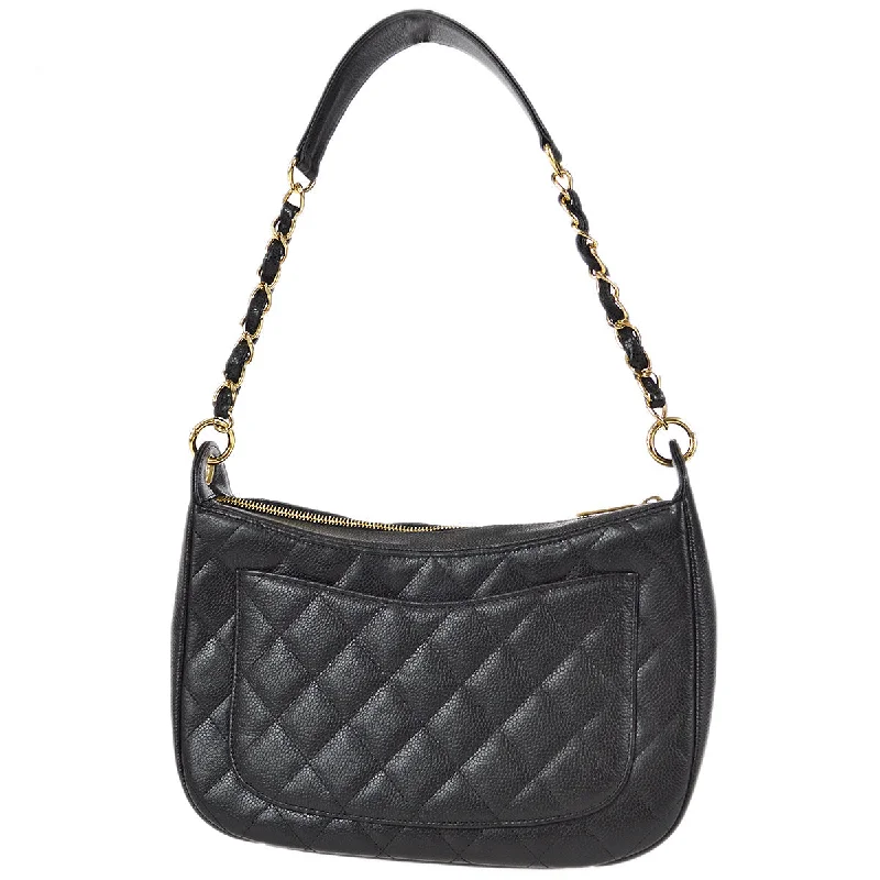 Ladies' dumpling bag super practical -Chanel 2003-2004 Hobo Bag Black Caviar