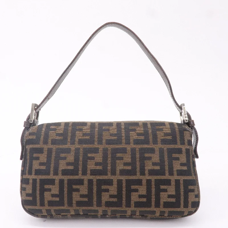 FENDI Mamma Baguette Zucca Canvas Leather Bag Brown 26424