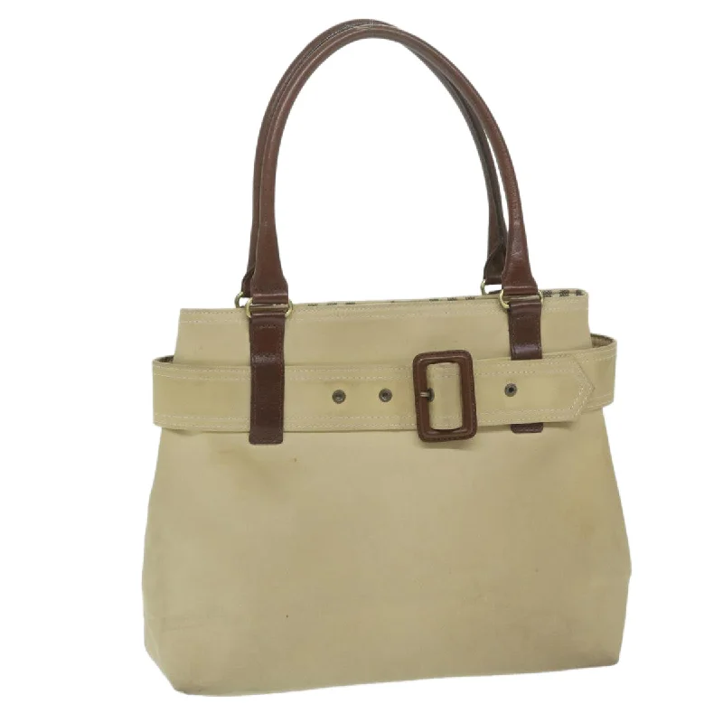 BURBERRY Hand Bag Canvas Beige Auth yk10080