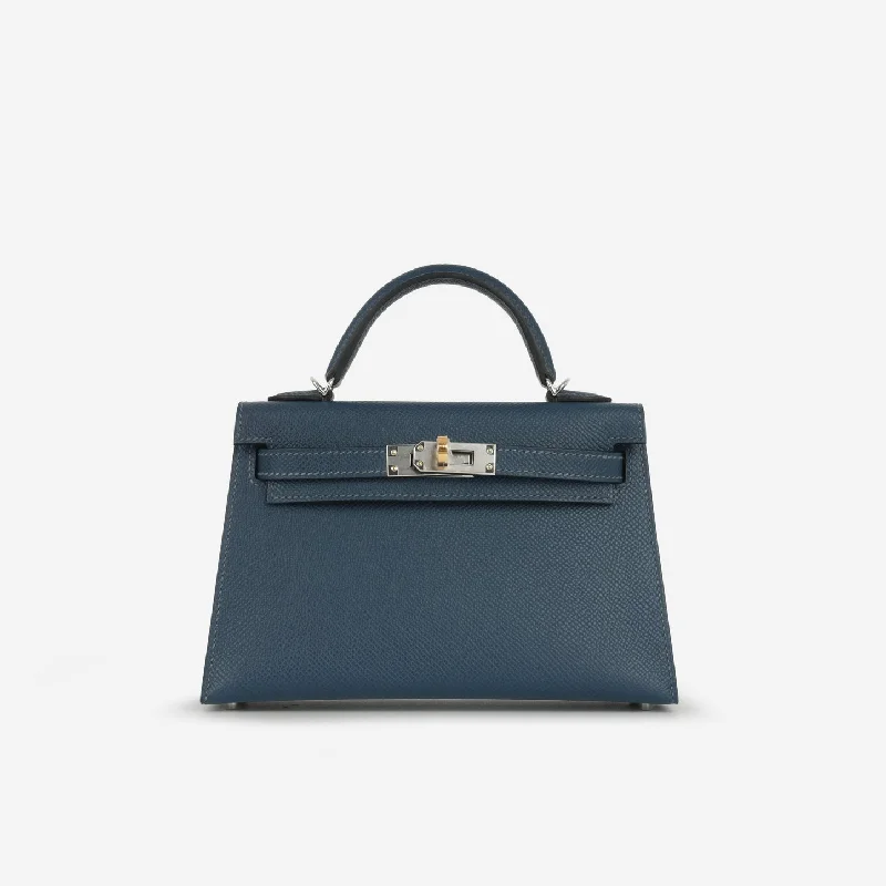 Ladies Handbag Designer Style -Hermès Hermès - Mini Kelly 20 - Bleu De Prusse Epsom ELHW - 2024 - Brand New