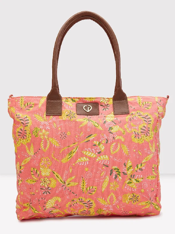 Ladies Tote Bag Sleek Elegance -Caprese Hazel Tote Large Coral