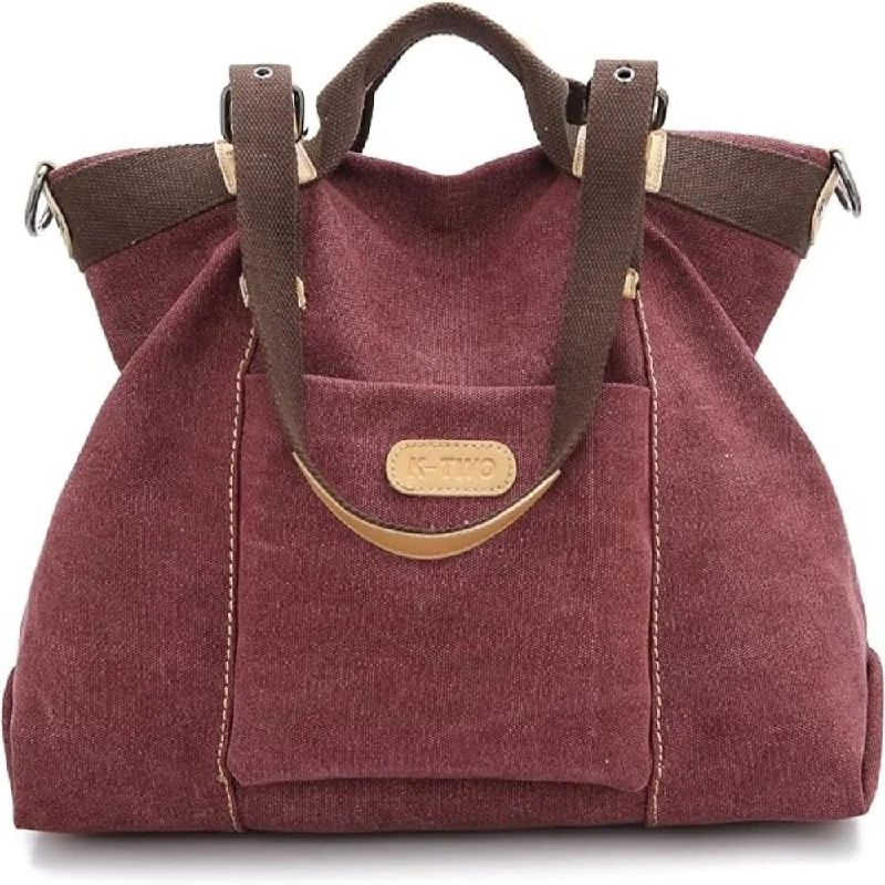 Ladies' dumpling bag oversized look -Women Shoulder Hobo Canvas Top Handle Tote Crossbody Handbag