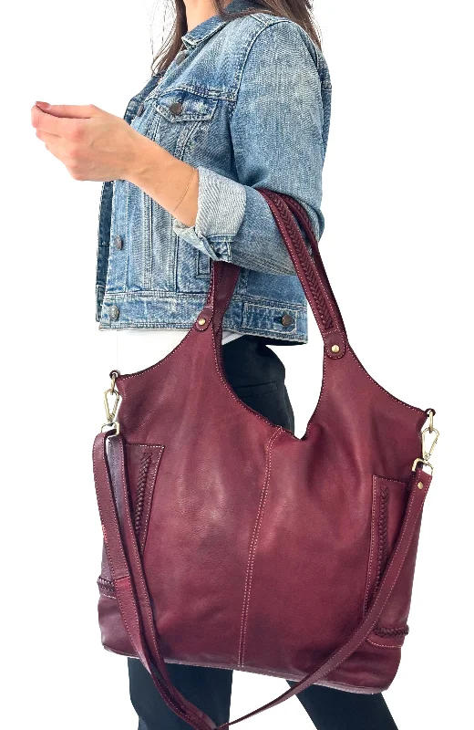 Ladies Tote Bag Soft Pastels -Julia Slouchy Tote in Bordeaux