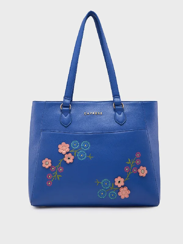 Ladies Tote Bag Daily Commute -Caprese Erica Tote Medium Floral Women'S Office Handbag Blue