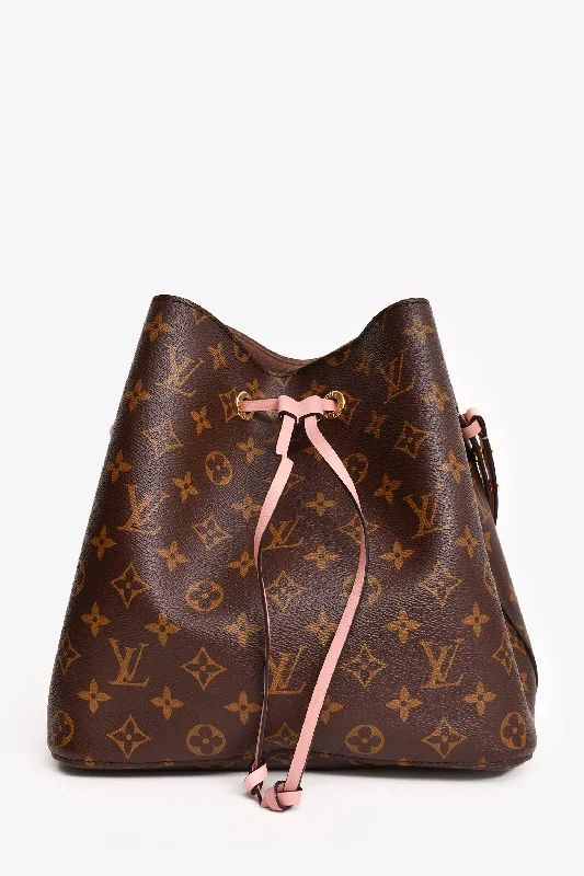 Ladies Handbag Bright Red -Louis Vuitton Brown/Pink Monogram Canvas 'NeoNeo' Bucket Bag