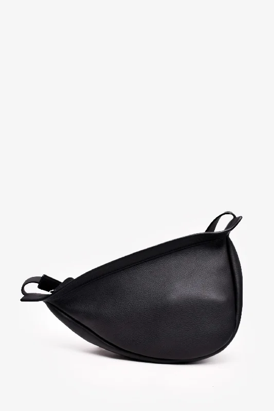 Ladies Handbag Subtle Leather -The Row Black Leather 'Slouchy Banana' Bag