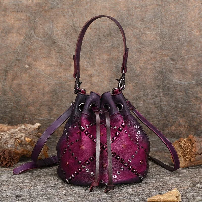 Ladies Bucket Bag Casual Elegance -Womens Genuine Leather Bucket Bags Crossbody Bags On Sale For Women