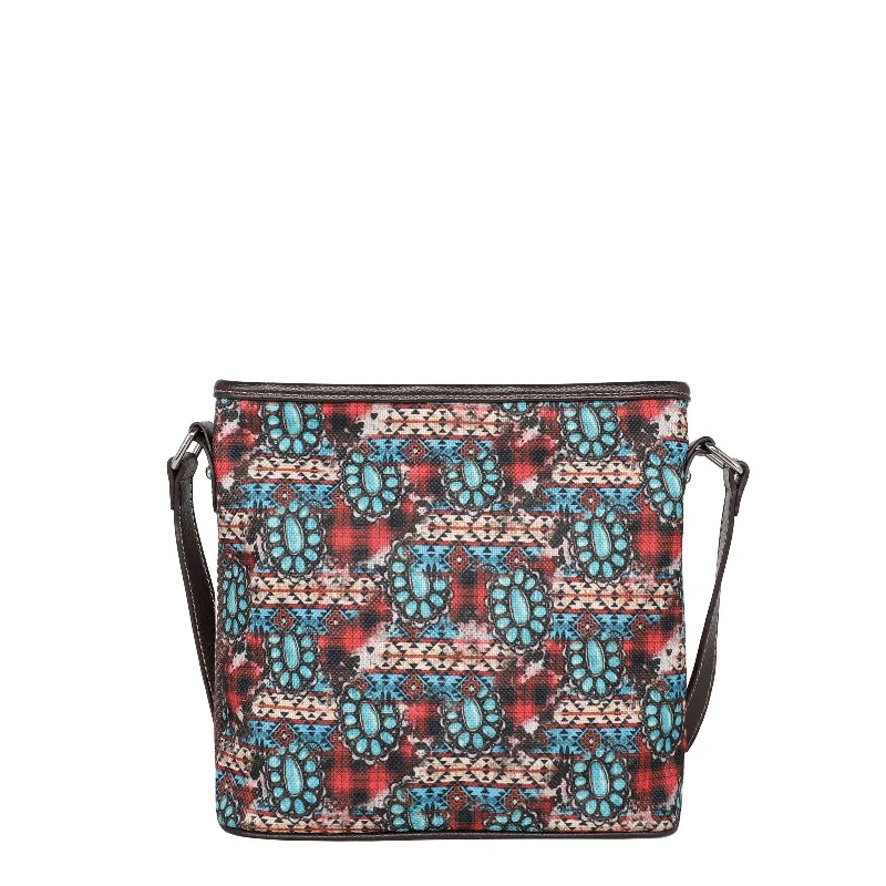 Ladies Handbag High Fashion -MW1234-8360 Montana West Aztec Squash Blossom Print Canvas  Crossbody