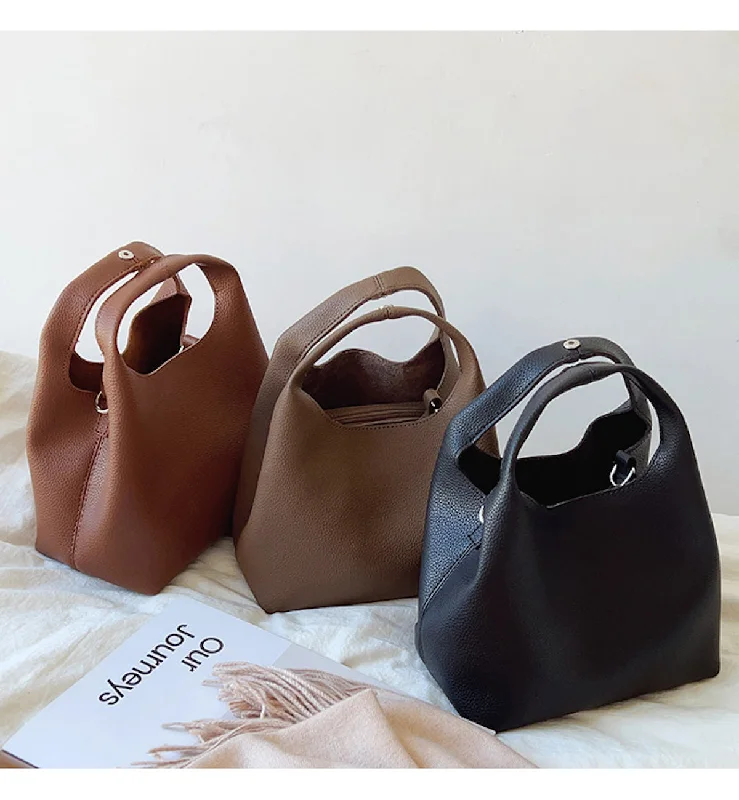 Ladies Bucket Bag Everyday Canvas -Elena Handbags Soft Leather Bucket Shoulder Bag