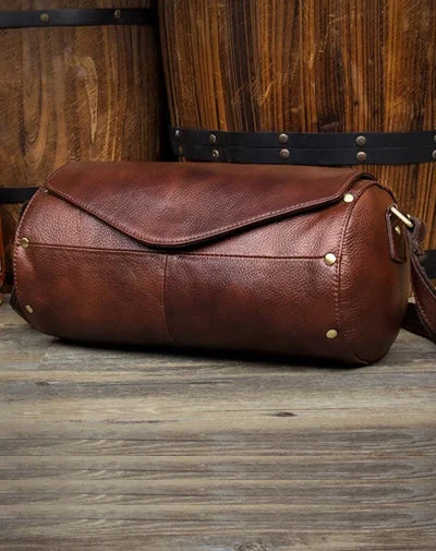 Ladies Bucket Bag Bold Statement -Cool Brown Leather Mens Bucket Courier Bag Side Bag Brown Postman Bag Messenger Bag For Men