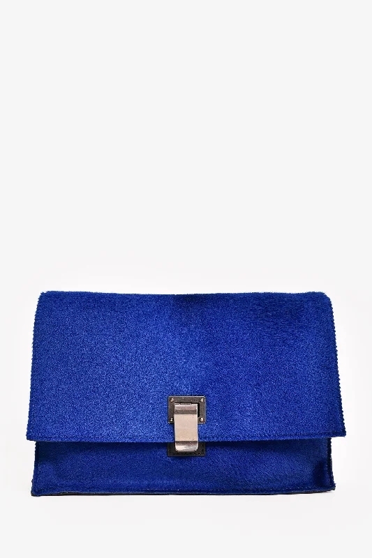 Ladies Handbag Hybrid Canvas -Proenza Schouler Blue Flap Clutch