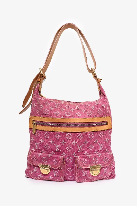 Ladies Handbag Weekend Getaway -Louis Vuitton 2000 Pink Denim Monogram Baggy GM Shoulder Bag