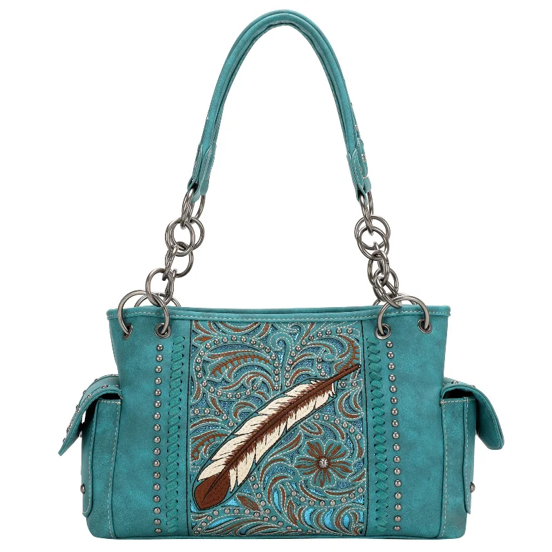 Ladies Handbag Modern Chic -MW1133G-8085 Montana West Embroidered Collection Concealed Carry Satchel