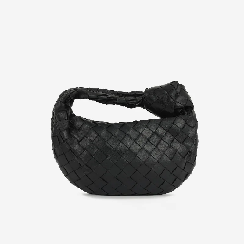 Ladies Handbag Bold Leather -Bottega Veneta Mini Jodie Black Intrecciato GHW