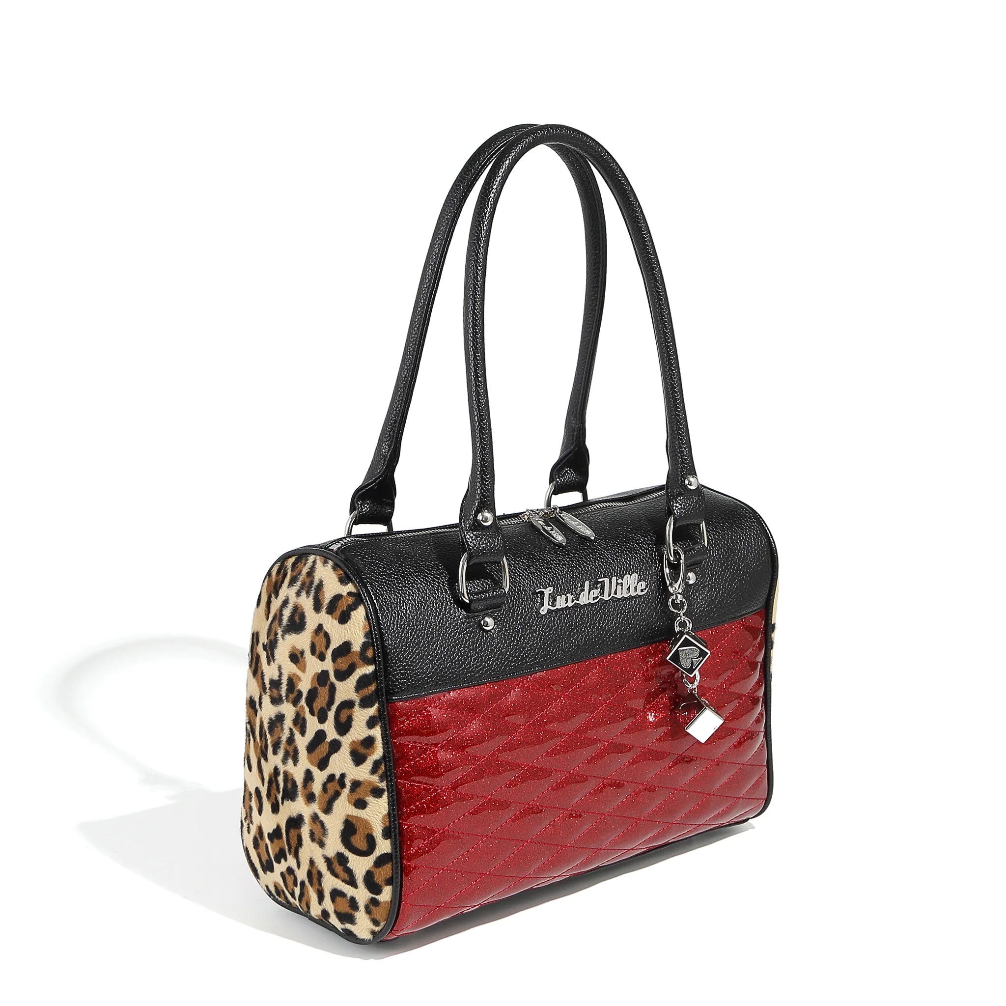 Ladies Tote Bag Lightweight Style -Red Sparkle & Leopard Atomic Tote Medium (Copy)