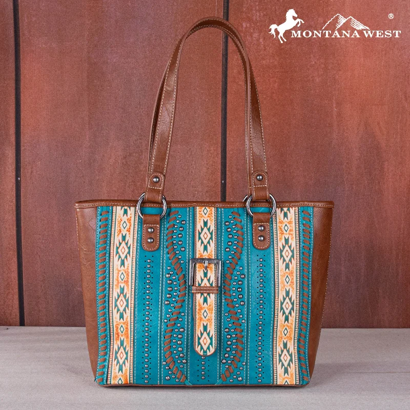 Ladies Handbag Travel Canvas -MW1134G-8317 Montana West Aztec Buckle Collection Concealed Carry Tote