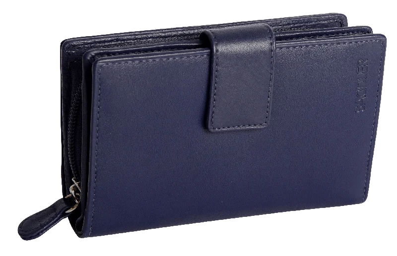 Ladies' wallet brochure -SADDLER GEORGIE Leather Double-Sided Purse - 13 Card Slots, Generous Space for Notes and Coins - RFID Protected