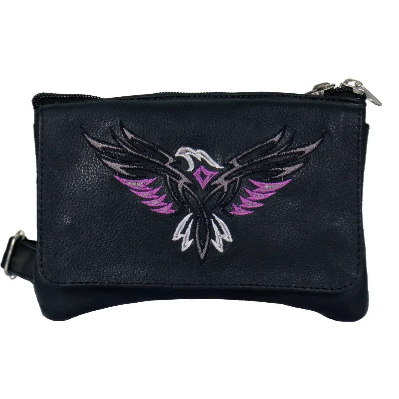 Ladies' wallet glamorous -Hot Leathers CPE2006 Tribal Eagle Embroidered Ladies Clip Pouch Purse-8”X5”X1”