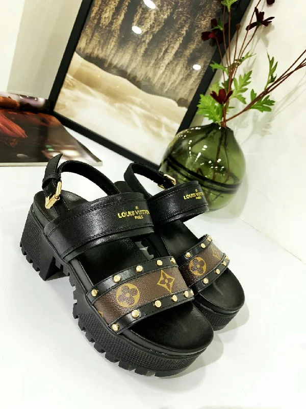 Louis Vuitton Monogram Canvas and Leather Laureate Platform Sandals