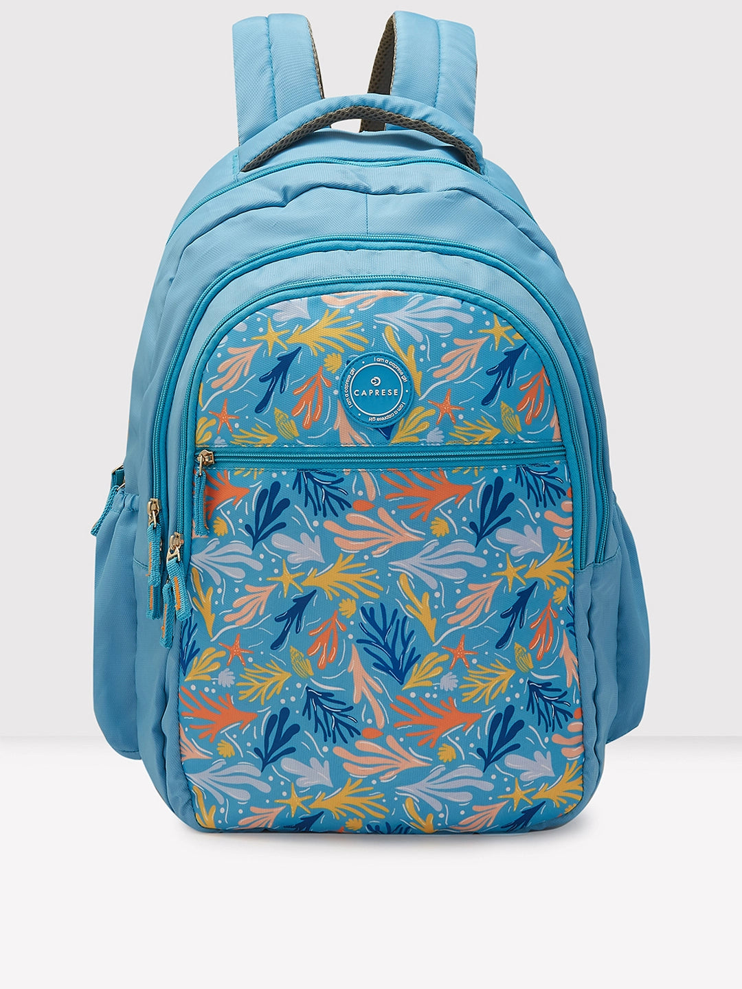 Caprese Xenia School Laptop Backpack Large Printed Light Blue