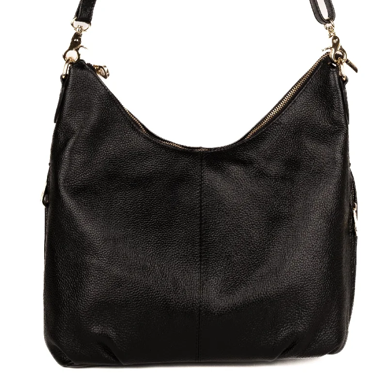 Ladies' dumpling bag chic style -#81 - Black Leather Hobo (No Concealment)