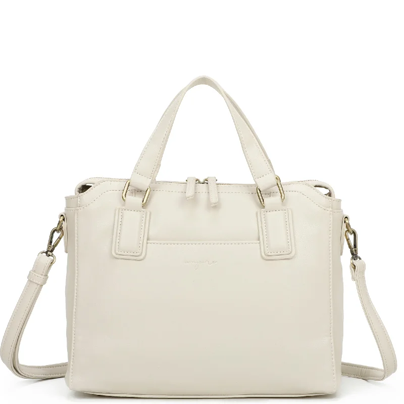 Ladies' crossbody bag formal -Ivy Biodegradable Vegan Leather Credit Card Zipper Satchel - Cream