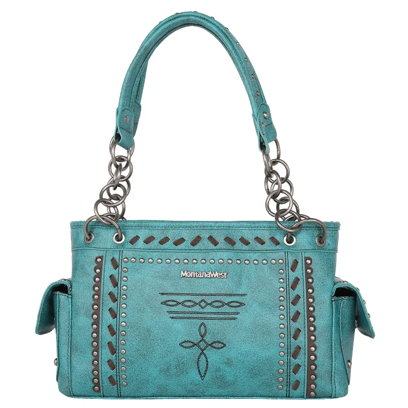 Ladies Handbag Daily Essential -MW1124G-8085 Montana West Whipstitch Collection Concealed Carry Satchel