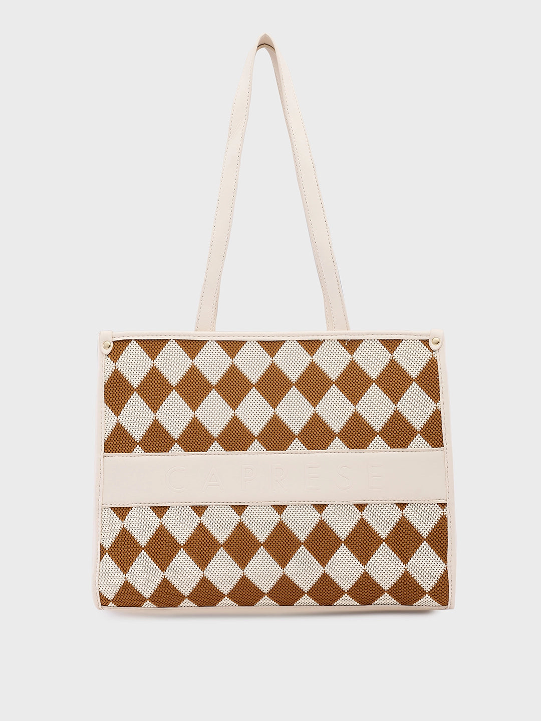 Ladies Tote Bag Modern Chic -Caprese Checker Tote Medium Cream