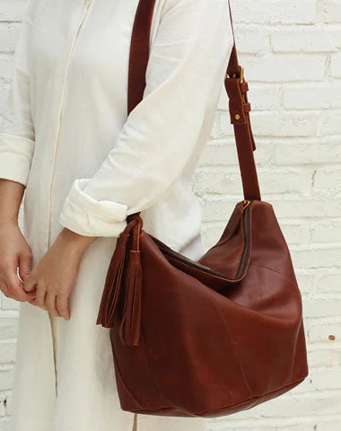 Ladies Bucket Bag Soft Leather -Vintage LEATHER WOMEN Bucket Bag SHOULDER BAG Purse with Tassel FOR WOMEN