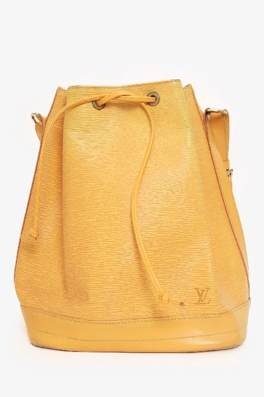 Ladies Handbag Lightweight Carry -Louis Vuitton Yellow Epi Leather Noe Tassil Bucket Bag