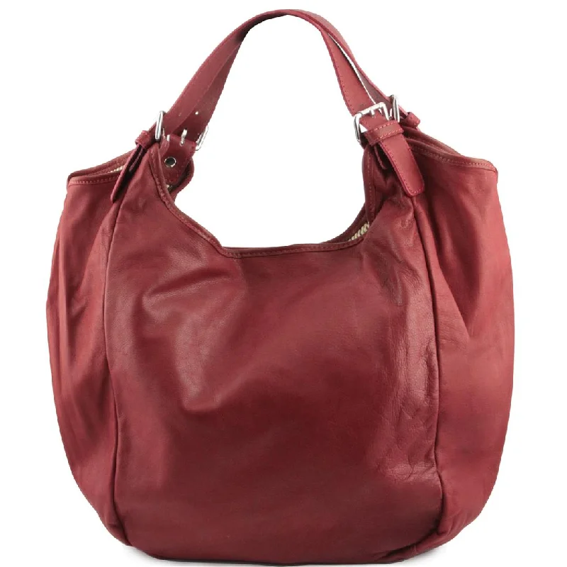 Ladies' dumpling bag fan favorite -Gina Large Leather Hobo Bag